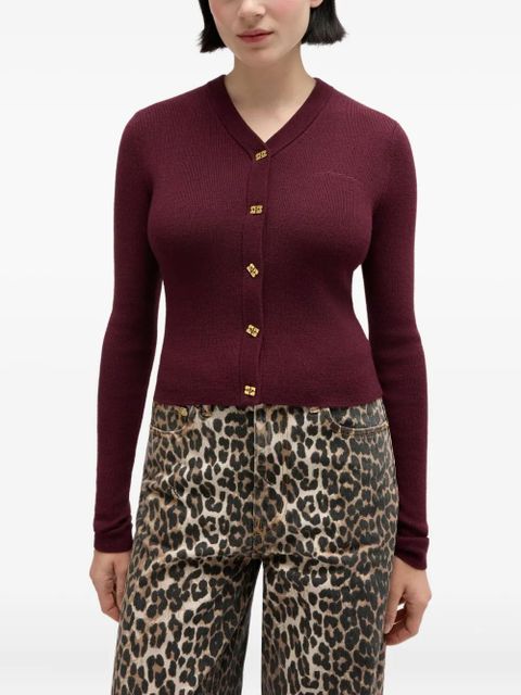 GANNI buttoned V-neck cardigan - Red