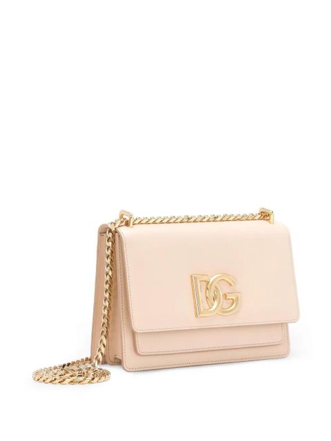 Dolce & Gabbana logo-plaque leather crossbody bag - Pink