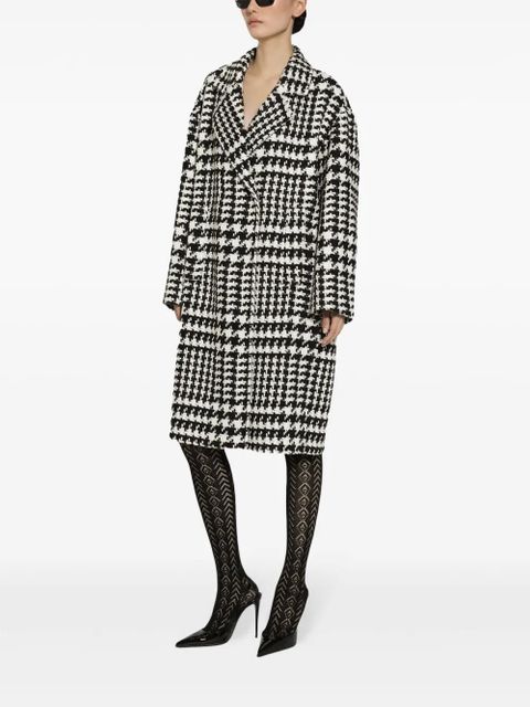 Dolce & Gabbana houndstooth-pattern coat - Black
