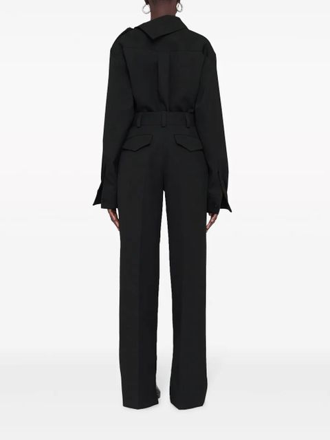 Jil Sander belted wool wide-leg trousers - Black