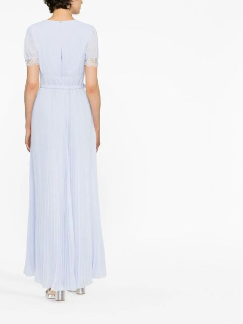 Self-Portrait lace-detail belted dress - Blue