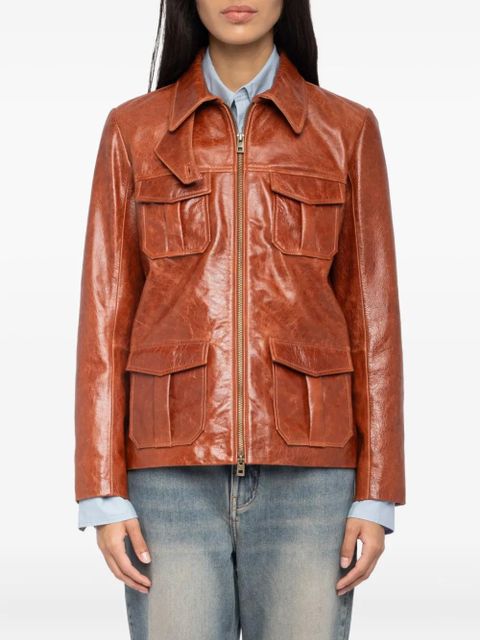 Zadig&Voltaire flap-pocket leather jacket - Brown