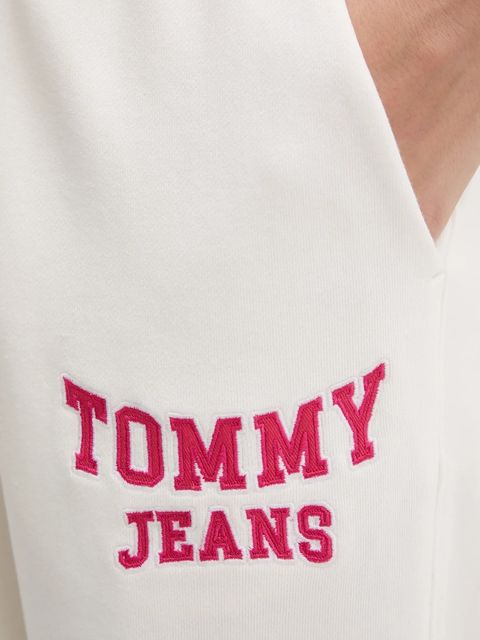 Tommy Jeans spodnie dresowe bawełniane damskie kolor beżowy z aplikacją DW0DW22164