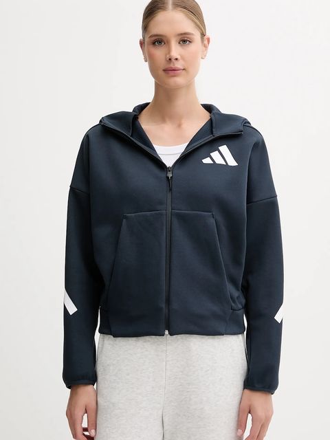adidas bluza x Z.N.E damska kolor granatowy z kapturem z nadrukiem JW5320 - zdjęcie produktu nr 1