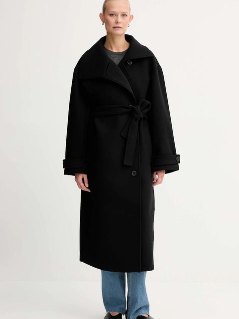 Marc O'Polo płaszcz z dodatkiem wełny kolor czarny 5000007651 - zdjęcie produktu nr 1