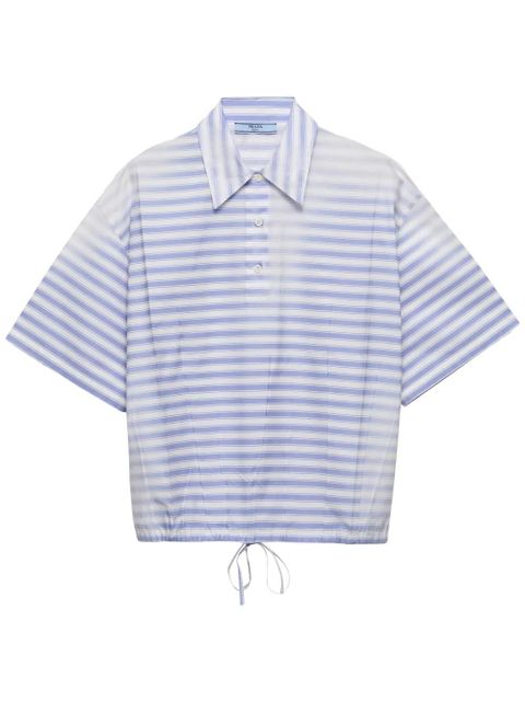 Prada striped poplin polo shirt - Blue - zdjęcie produktu nr 1