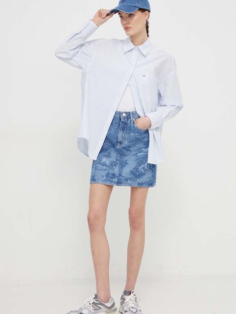 Tommy Jeans spódnica jeansowa kolor niebieski mini prosta DW0DW17671