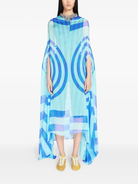 DRIES VAN NOTEN patterned cape dress - Blue - zdjęcie produktu nr 2