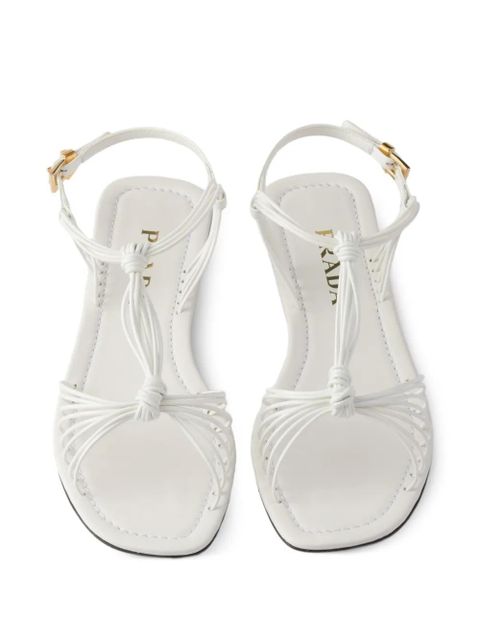 Prada leather flat sandals - White