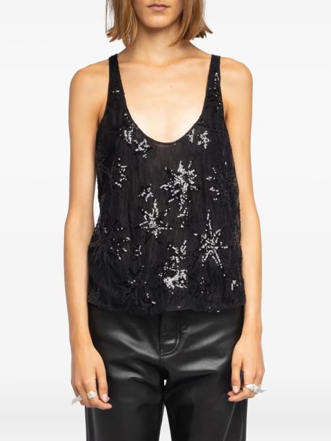 Zadig&Voltaire Tarysa lace sequin top - Black