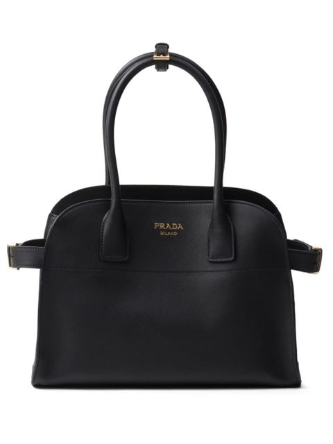 Prada logo-lettering leather tote bag - Black - zdjęcie produktu nr 1