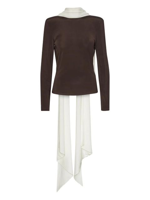 ROTATE BIRGER CHRISTENSEN long-sleeved scarf top - Brown - zdjęcie produktu nr 1
