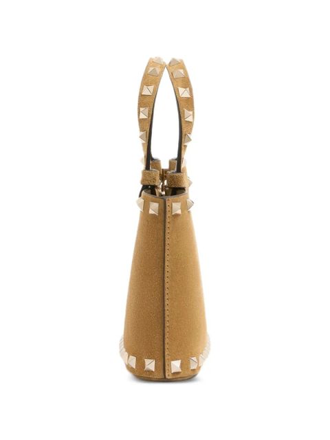 Valentino Garavani Rockstud mini suede shopping bag - Neutrals