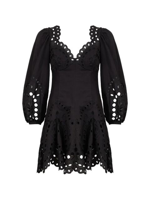 Charo Ruiz Ibiza Esmare scalloped embroidered mini dress - Black - zdjęcie produktu nr 1