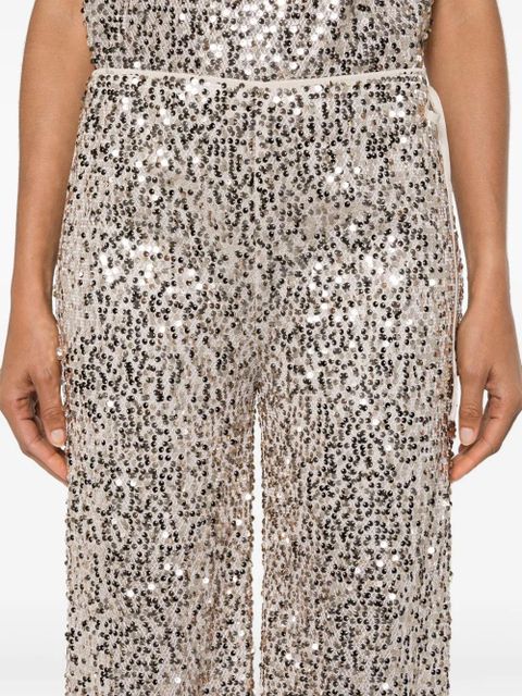 ROTATE BIRGER CHRISTENSEN Net sequin straight-leg trousers - Neutrals