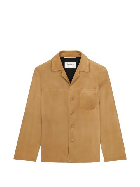 Saint Laurent front-pocket collared leather jacket - Neutrals - zdjęcie produktu nr 1