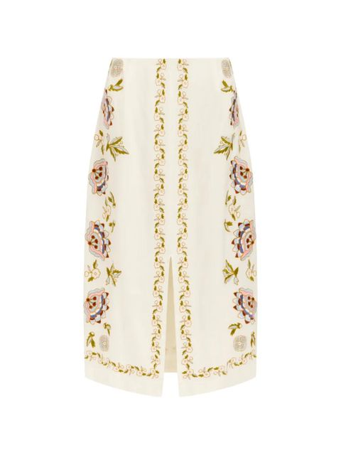 Marie Oliver Meara floral-print slit skirt - Neutrals - zdjęcie produktu nr 1