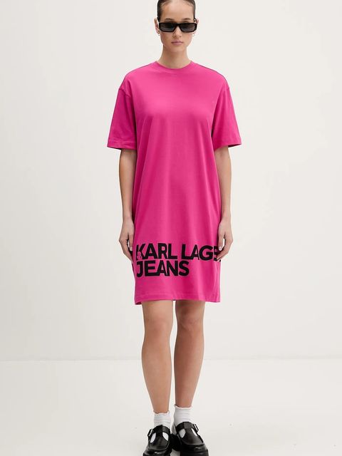 Karl Lagerfeld Jeans sukienka bawełniana kolor różowy mini prosta B1W13054 - zdjęcie produktu nr 2
