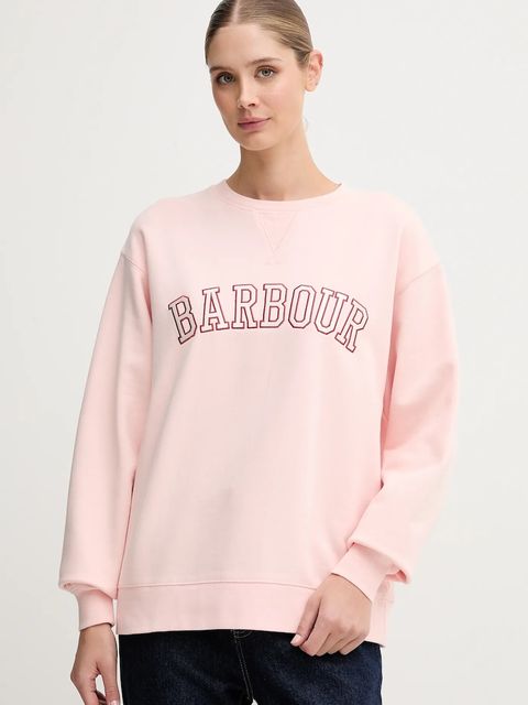 Barbour bluza bawełniana damska kolor różowy z aplikacją LOL0591 - zdjęcie produktu nr 1