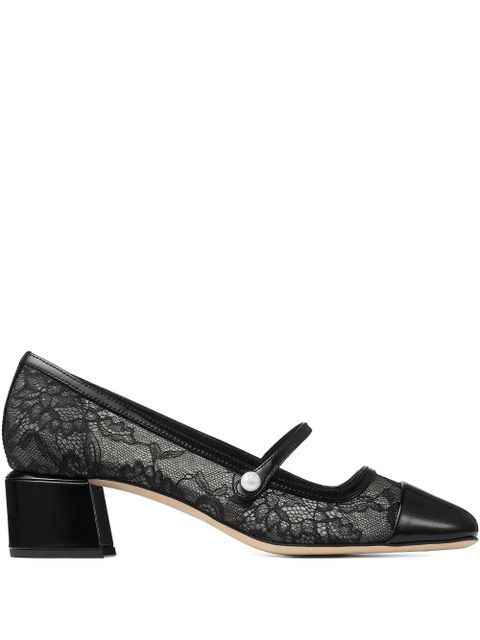 Jimmy Choo 45mm Elisa lace-embellishment pumps - Black - zdjęcie produktu nr 1