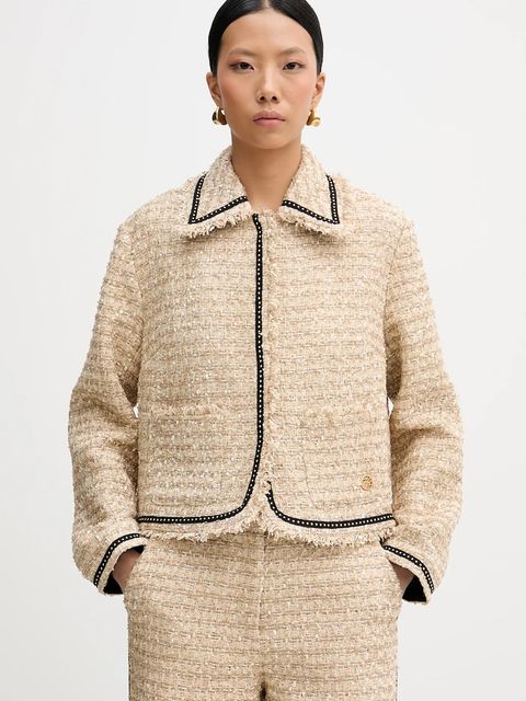 Karl Lagerfeld marynarka kolor beżowy jednorzędowa melanżowa B1W14004