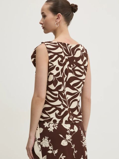 Abercrombie & Fitch bluzka damska kolor beżowy wzorzysta KI140-5049