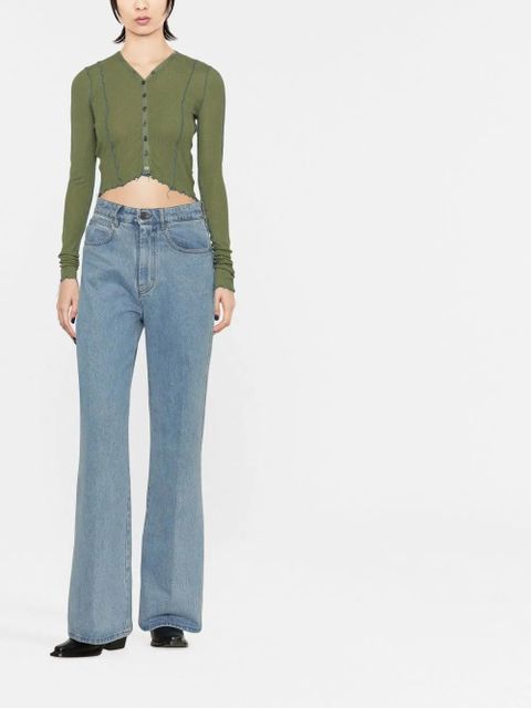 Diesel exposed-seam cropped cardigan - Green - zdjęcie produktu nr 2