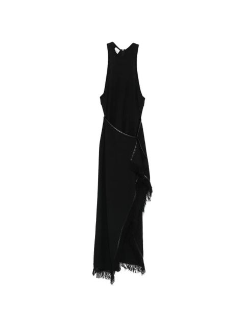 Nanushka Rayen frayed draped midi dress - Black - zdjęcie produktu nr 1