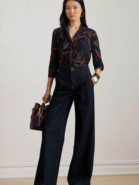 Lauren Ralph Lauren koszula damskie kolor granatowy regular 200P03553