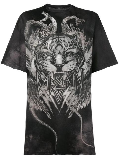 Balmain oversized tiger print t-shirt - Black - zdjęcie produktu nr 1