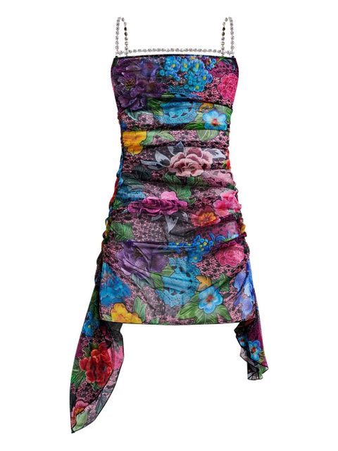 AREA crystal-embellished floral mini dress - Pink - zdjęcie produktu nr 1