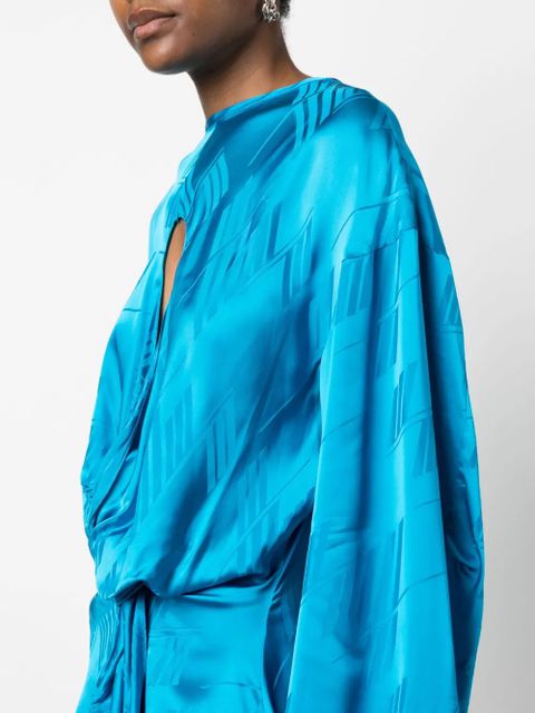 The Attico logo-print long-sleeve minidress - Blue