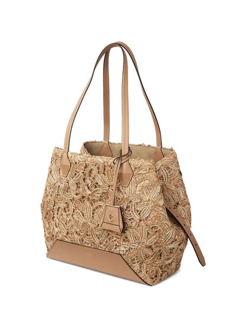 Jimmy Choo medium Diamond floral-appliqué tote bag - Neutrals