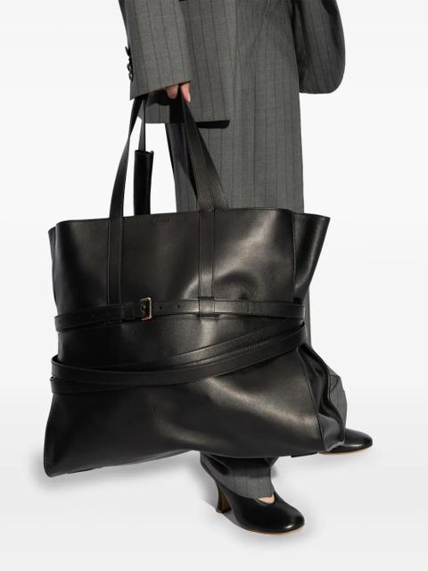 Moschino Tie Me leather tote bag - Black - zdjęcie produktu nr 2