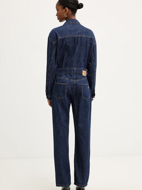 Haveone kombinezon jeansowy kolor niebieski bawełniany z kołnierzykiemm YGZ-P006