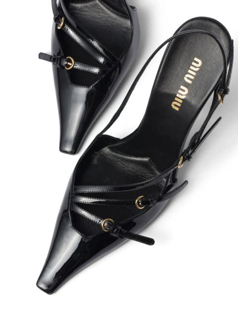 Miu Miu 105mm buckle-embellished slingback pumps - Black