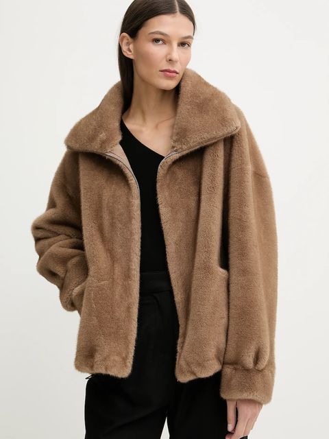 Answear.LAB kurtka kolor beżowy przejściowa oversize - zdjęcie produktu nr 2