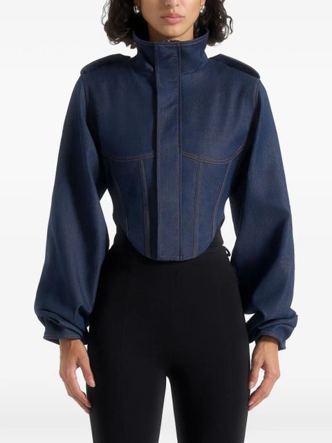 Manière De Voir Solange tacked-sleeve denim jacket - Blue