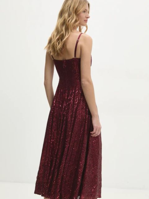 Answear.LAB sukienka kolor bordowy maxi rozkloszowana