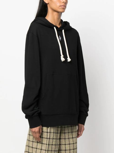 JW Anderson logo-embroidered cotton blend hoodie - Black