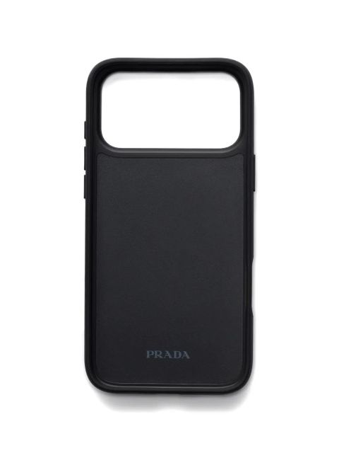 Prada enameled triangle leather phone case iPhone 17 Pro Max - Black - zdjęcie produktu nr 2