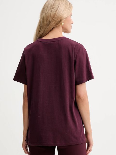Twinset t-shirt bawełniany damski kolor bordowy 252TP2057 - zdjęcie produktu nr 2