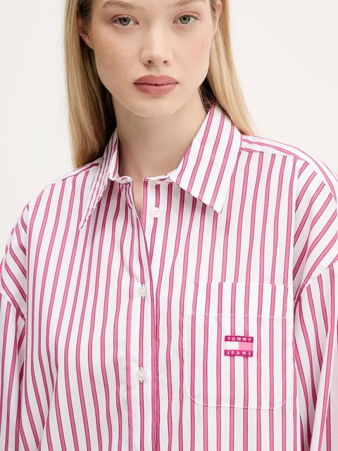 Tommy Jeans sukienka bawełniana kolor różowy mini oversize DW0DW21122