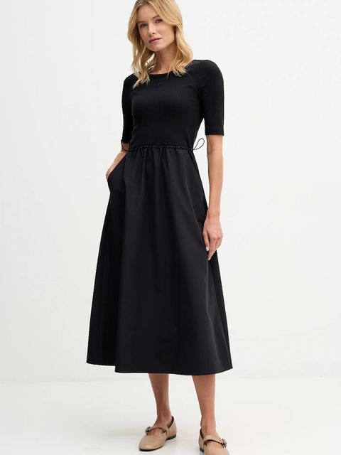 Dkny sukienka kolor czarny midi rozkloszowana DJ5D9113 - zdjęcie produktu nr 2