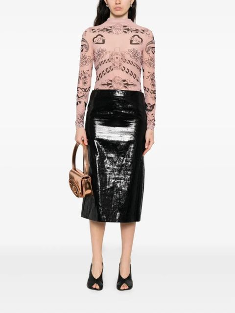 PINKO graphic-print mesh top - Neutrals - zdjęcie produktu nr 2