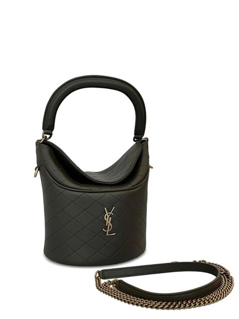 Saint Laurent Gaby quilted-pattern mini bucket bag - Black - zdjęcie produktu nr 1