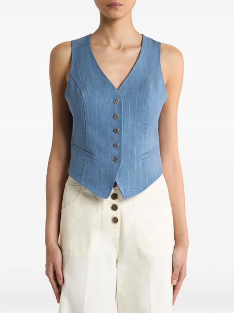 ETRO striped pegaso buttons waistcoat - Blue - zdjęcie produktu nr 2