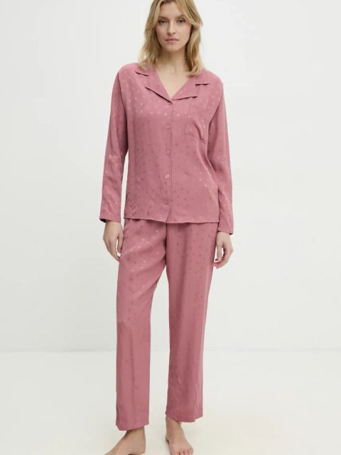 Answear.LAB piżama damska kolor różowy satynowa