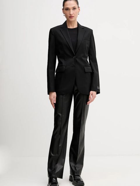 Kenzo marynarka wełniana kolor czarny jednorzędowa FF52VE2619RA.99