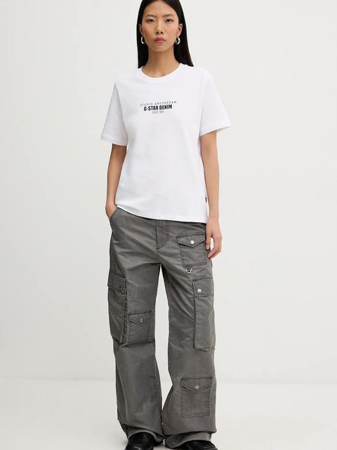 G-Star spodnie damskie kolor szary fason cargo high waist D27437-D192